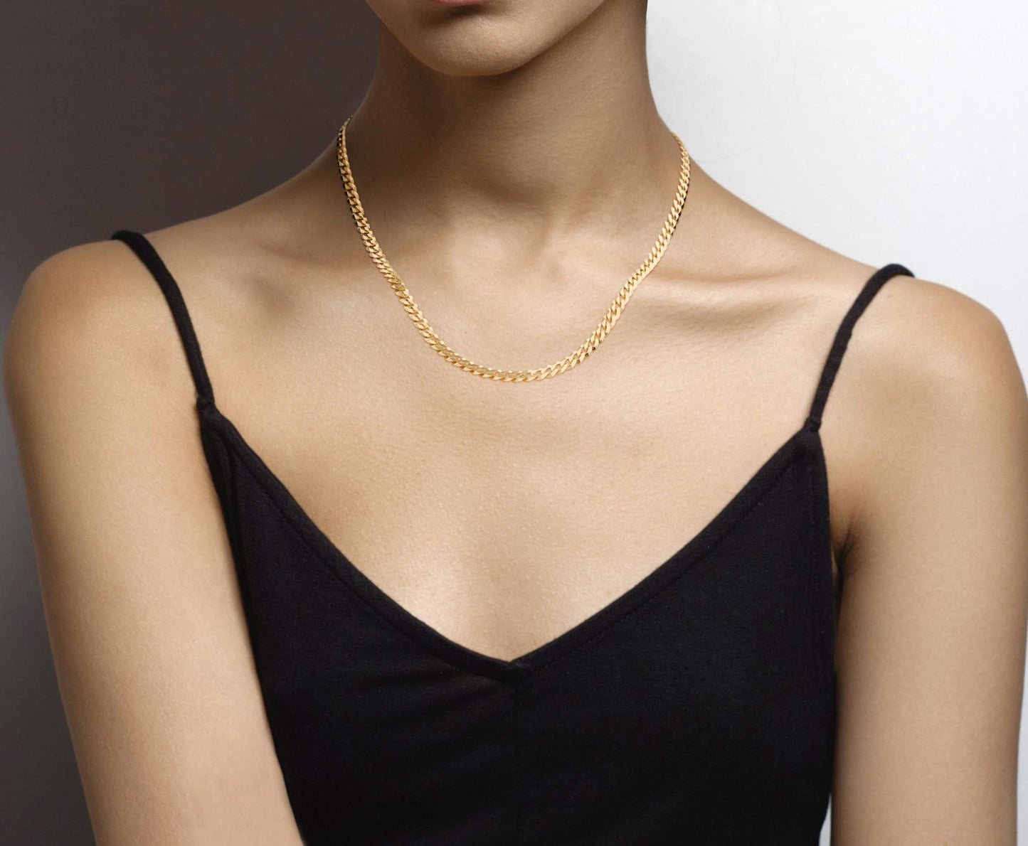 Miabella Solid 18K Gold Over 925 Sterling Silver Italian 5mm Diamond-Cut Cuban Link Curb Chain Necklace for Women Men, Made in Italy