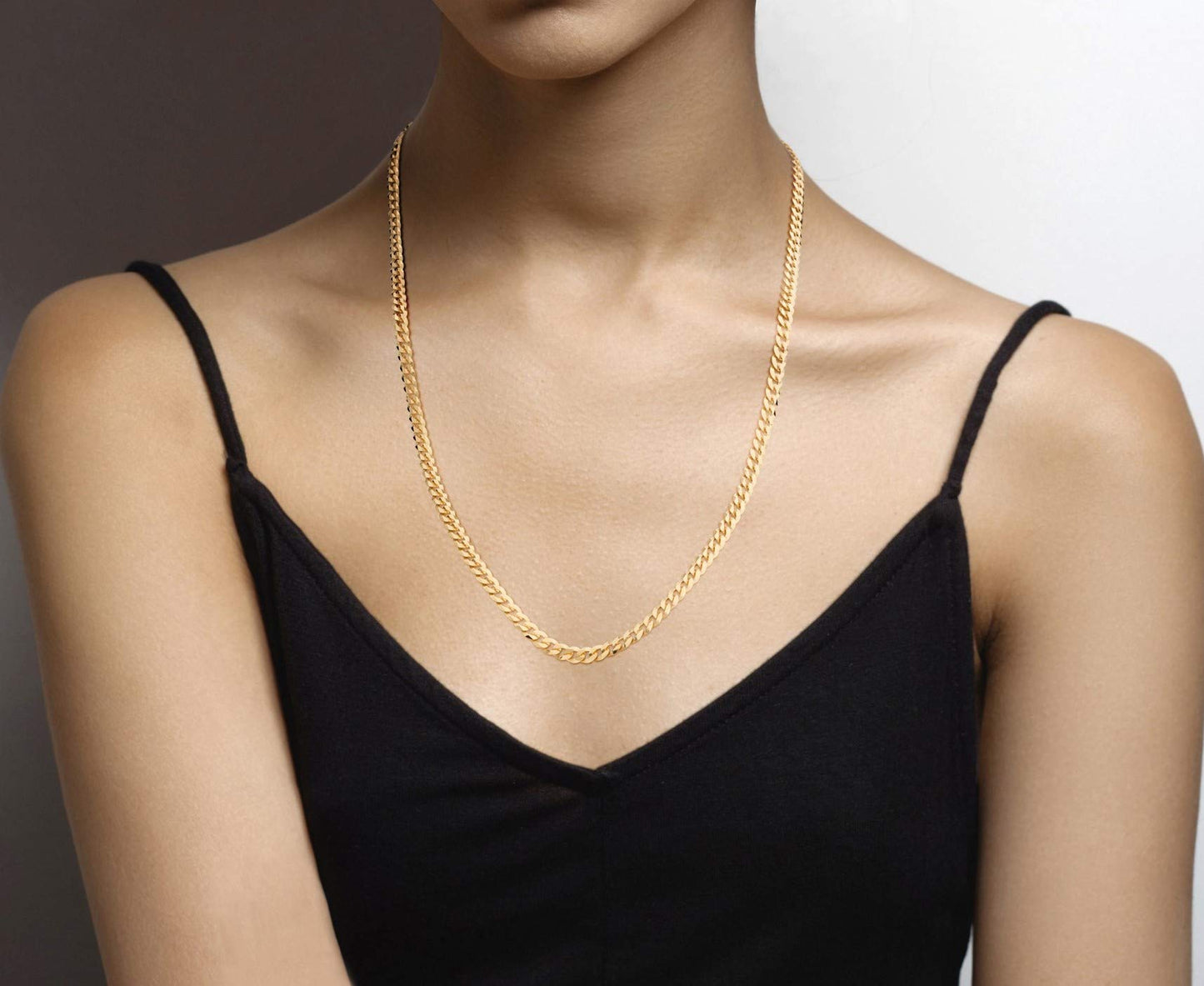 Miabella Solid 18K Gold Over 925 Sterling Silver Italian 5mm Diamond-Cut Cuban Link Curb Chain Necklace for Women Men, Made in Italy