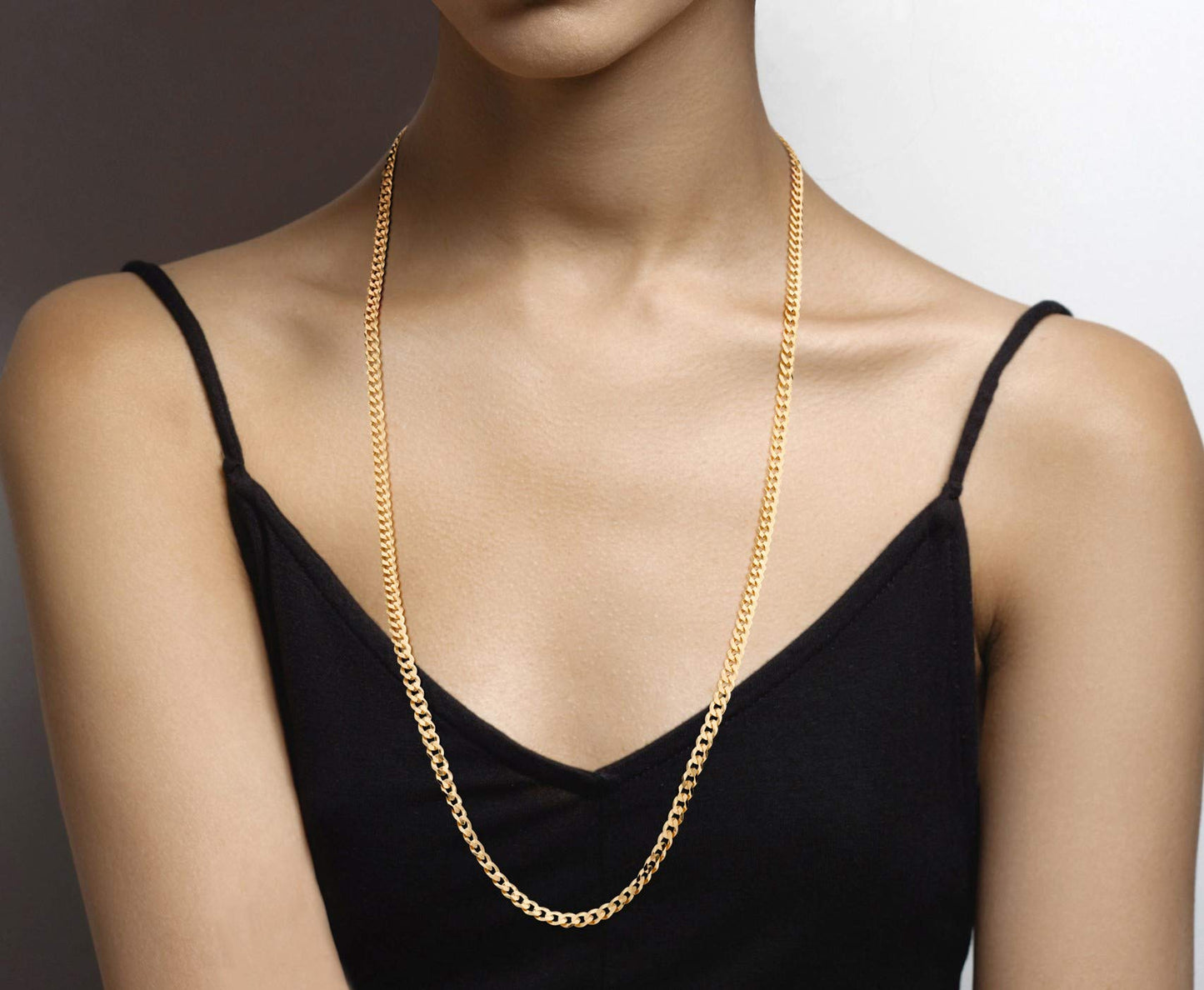 Miabella Solid 18K Gold Over 925 Sterling Silver Italian 5mm Diamond-Cut Cuban Link Curb Chain Necklace for Women Men, Made in Italy