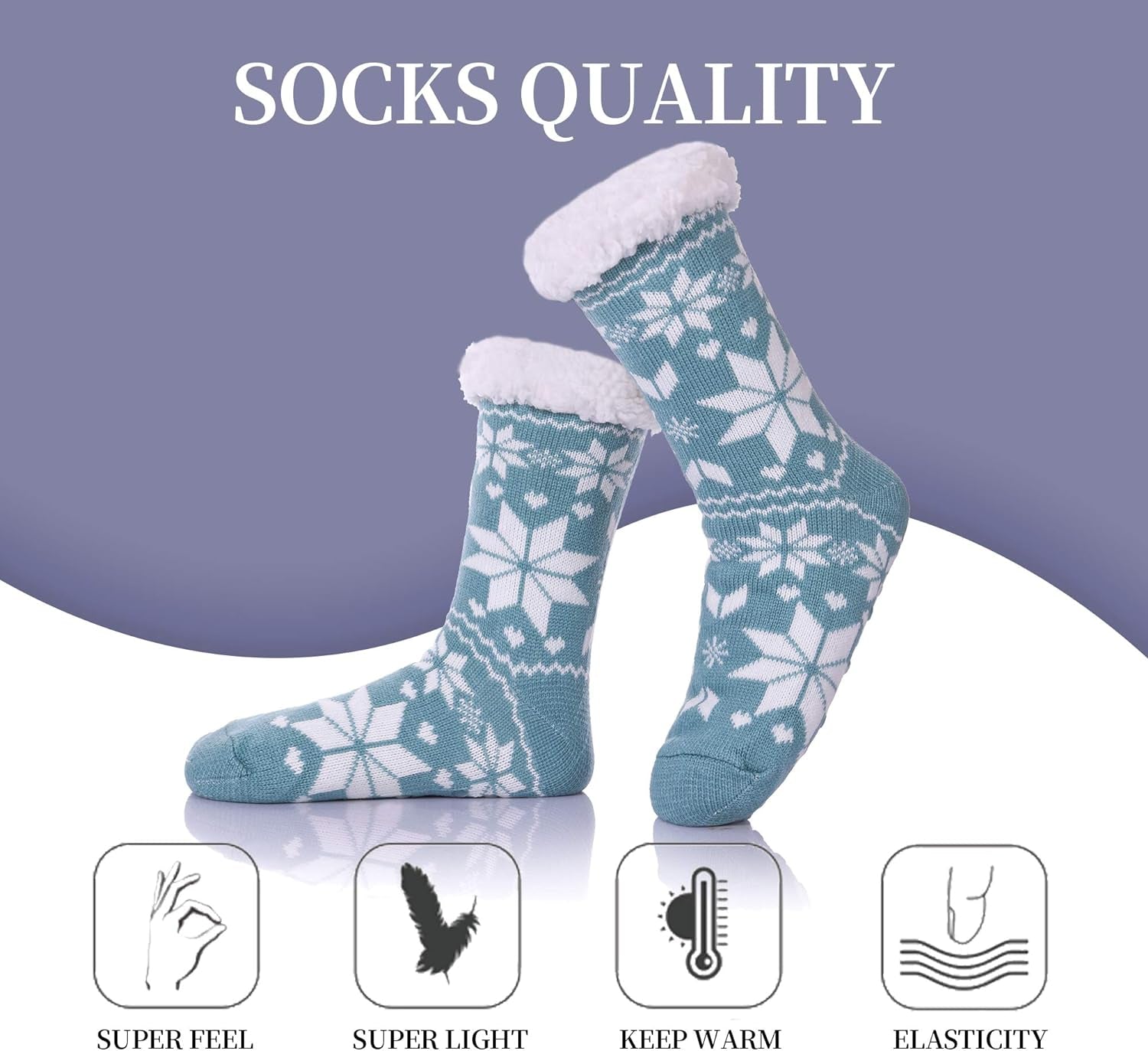 Slipper Socks for Women with Grippers, Winter Warm Fuzzy Indoor Christmas Gifts Socks