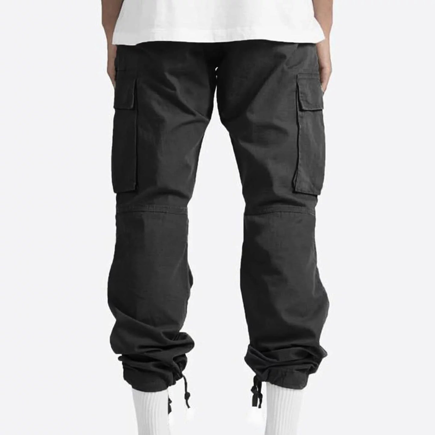 Trousers Full Length Pants for Men Solid 2024 Casual Multiple Pockets Outdoor Straight Type Fitness Pants Cargo Pants Trousers Gray